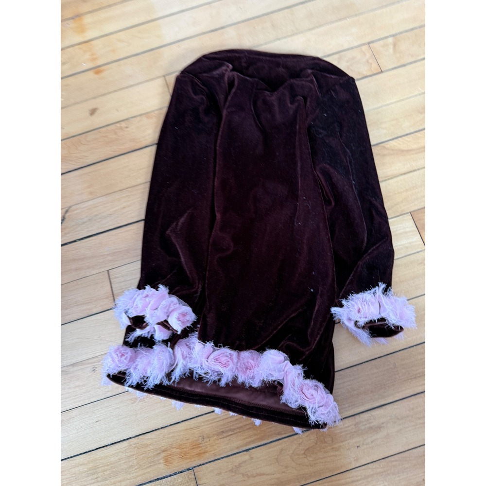 Greggy Girl deep red velour feather trim tunic‎ dress retro style - Picture 7 of 7